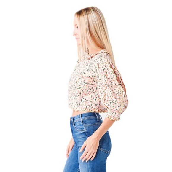 CeliaB Cedar Floral Print Corduroy Top Cropped Multicolor Women's Medium - Picture 3 of 11